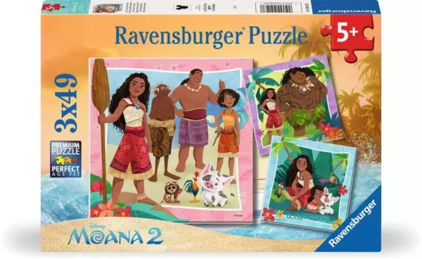 Ravensburger - Moana 2, Off to New Adventures 3 x 49 Piece Puzzle