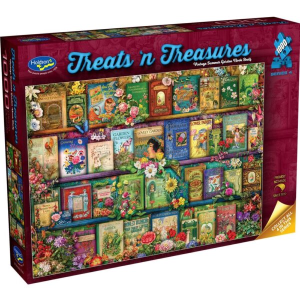 Holdson - Treats n Treasures Series 4 - Vintage Summer Garden Book Shelf 1000 Piece Puzzle - Image 2