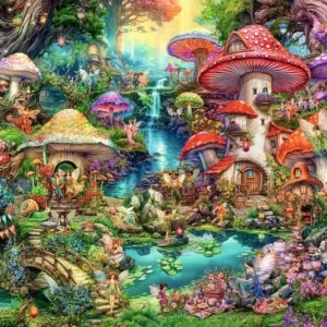 Holdson Wispwing Willows Merry Mushroom Village Picnic 1000 Piece Puzzle