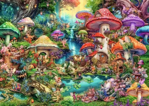 Holdson Wispwing Willows Merry Mushroom Village Picnic 1000 Piece Puzzle