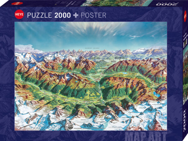 Heye - Map Art - Alpine Mountain World 2000 Piece Puzzle - Image 2