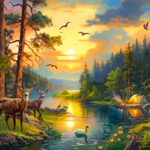 Castorland - Sunset over Forest River 3000 Piece Puzzle