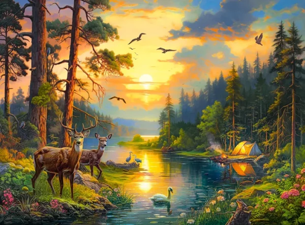 Castorland - Sunset over Forest River 3000 Piece Puzzle