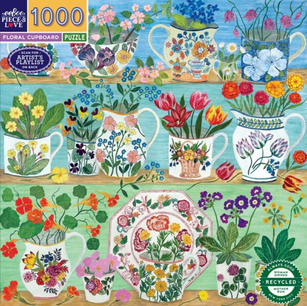 eeBoo - Floral Cupboard 1000 Piece Puzzle