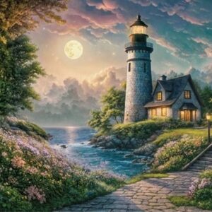 Cherry Pazzi - Moonlight Lighthouse 500 Piece Puzzle
