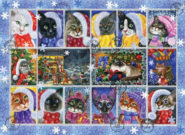 Anatolian - Christmas Cat Stamp Collection 1000 Piece Puzzle