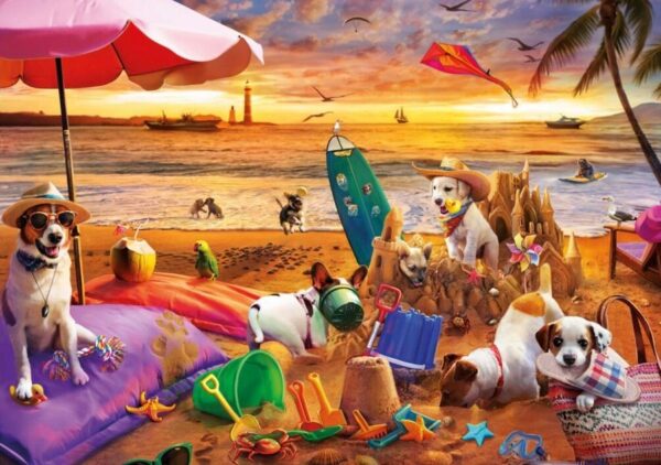 Educa - Dogs Playing at the Beach 1000 Piece Puzzle **DAMAGED BOX**