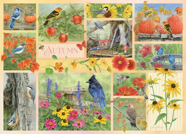 Cobble Hill - Garden Birds in Autumn 500 Larger Piece Puzzle