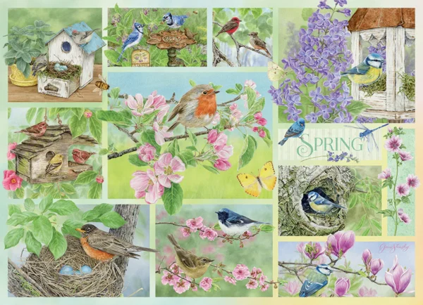 Cobble Hill - Garden Birds in Spring 500 Larger Piece Puzzle