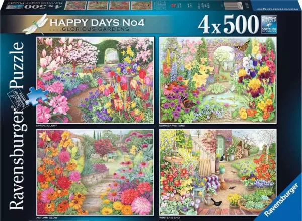 Ravensburger - Happy Days No 4, Glorious Gardens 4 x 500 Piece Puzzles