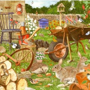 Holdson - Garden Visitors, Rabbits in the Woodpile 1000 Piece Puzzle