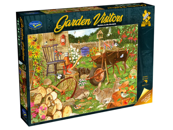 Holdson - Garden Visitors, Rabbits in the Woodpile 1000 Piece Puzzle - Image 3