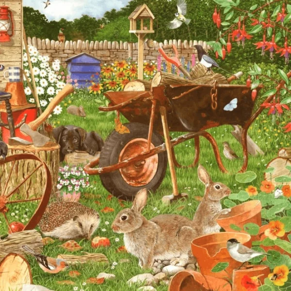 Holdson - Garden Visitors, Rabbits in the Woodpile 1000 Piece Puzzle - Image 2