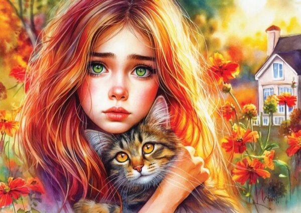 Delfy - Silent Feline Comfort 1000 Piece Puzzle