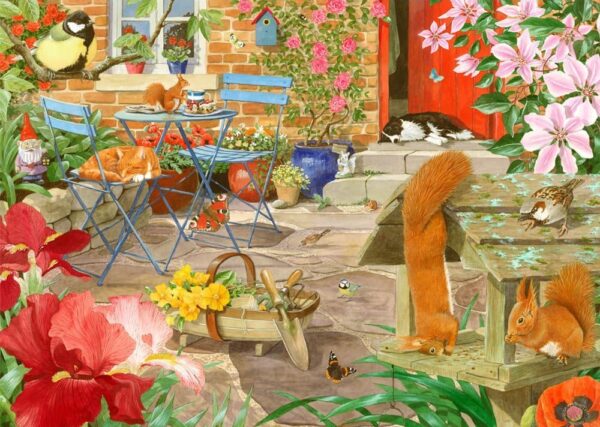 Holdson - Garden Visitors, Squirrels on the Patio 1000 Piece Puzzle