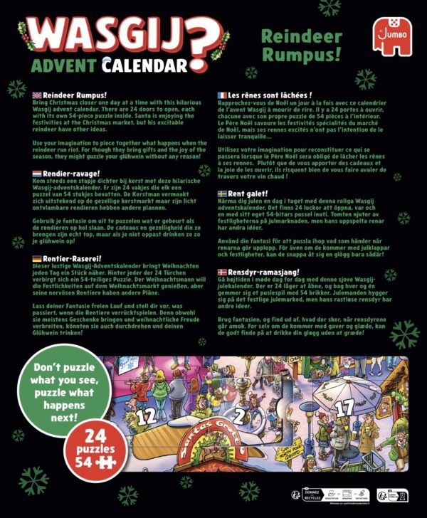 Jumbo - Wasgij Reindeer Rumpus Advent Calendar 24 x 54 Piece Puzzles - Image 2