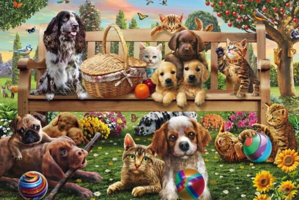 Schmidt - A Garden Picnic for Dogs & Cats 200 Piece Puzzle
