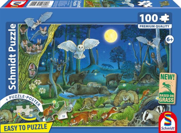 Schmidt - Animals in a Night-Time Forest 100 Piece Puzzle - Image 2