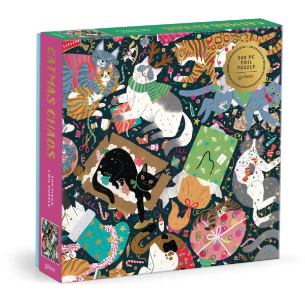 Galison - Catmas Chaos 500 Piece Foil Puzzle - Image 2