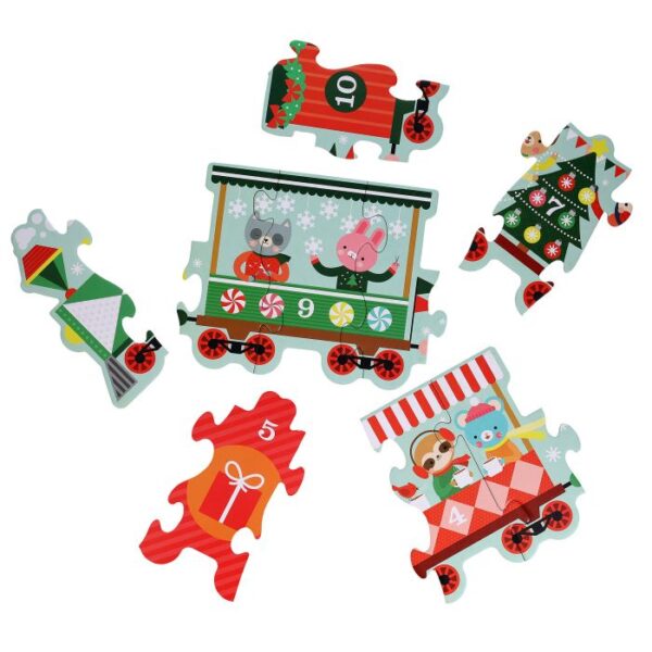 Petit Collage - Christmas Train Shaped Floor Puzzle 30 Piece - Image 2
