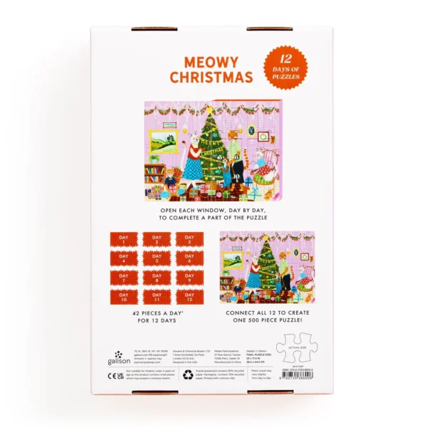 Galison - Meowy Christmas 12 Days of Puzzles 500 Piece Countdown - Image 2
