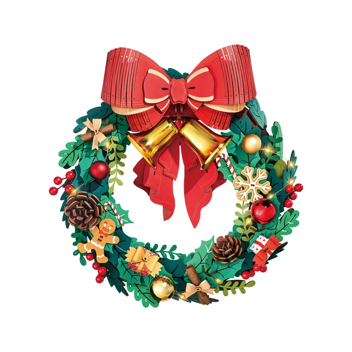 Robotime Rolife - Christmas Wreath DIY 3D Wooden Puzzle Creation Set (252 Pieces)