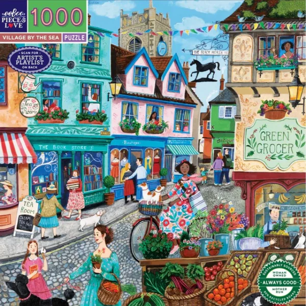 eeBoo Village by the Sea 1000 Piece Jigsaw Puzzle