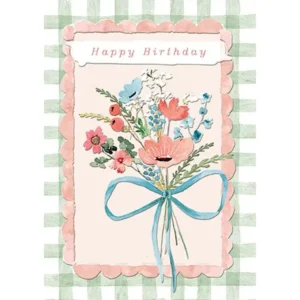 Greeting Card - Gingham Posey Happy Birthday Card