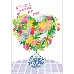 Greeting Card - Mum Flower Heart Card