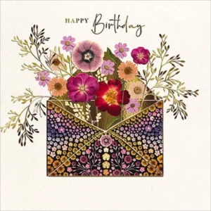 Greeting Card - Pressed Flowers Foil Happy Birthday Card