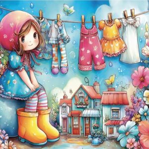 Delfy - Sunlit Laundry Joy 1000 Piece Puzzle