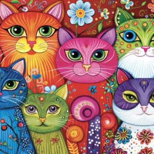 Jacarou - Patterned Purr Group 1000 Piece Puzzle