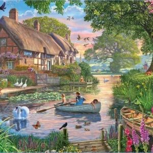 Holdson - Cobblestone Corner S2 - Cottage and Boats 1000 Piece Puzzle
