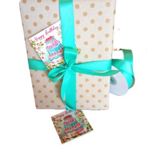 Gift Wrap Set - Vintage Happy Birthday - includes Paper, Ribbon and Small Gift Card