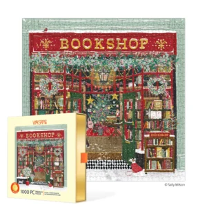 WerkShoppe - Festive Bookshop (Gold Foil) 1000 Piece Puzzle - Slip Box