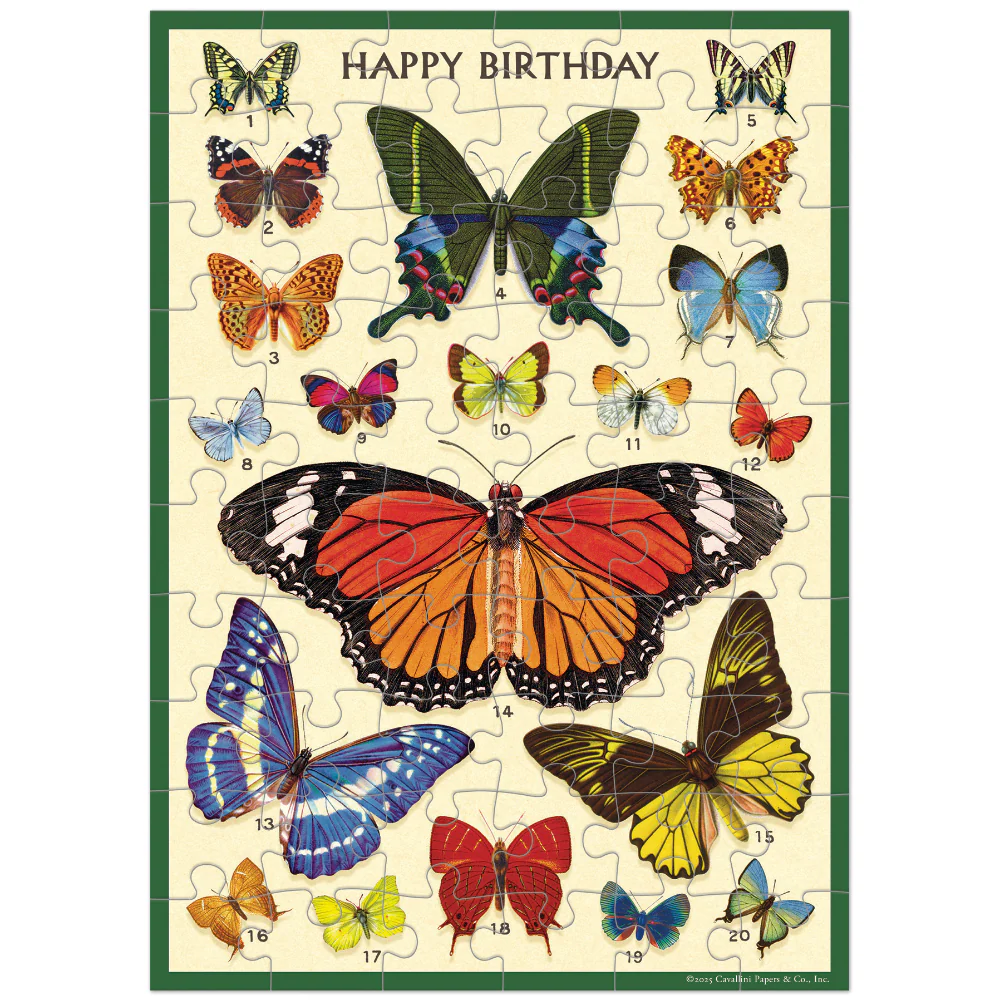 Cavallini - Puzzle Greeting Card - Happy Birthday Butterflies 60 Piece & Envelope - Image 3
