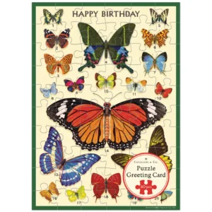 Cavallini - Puzzle Greeting Card - Happy Birthday Butterflies 60 Piece & Envelope