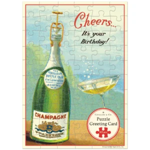 Cavallini - Puzzle Greeting Card - Happy Birthday - Champagne 60 Piece & Envelope