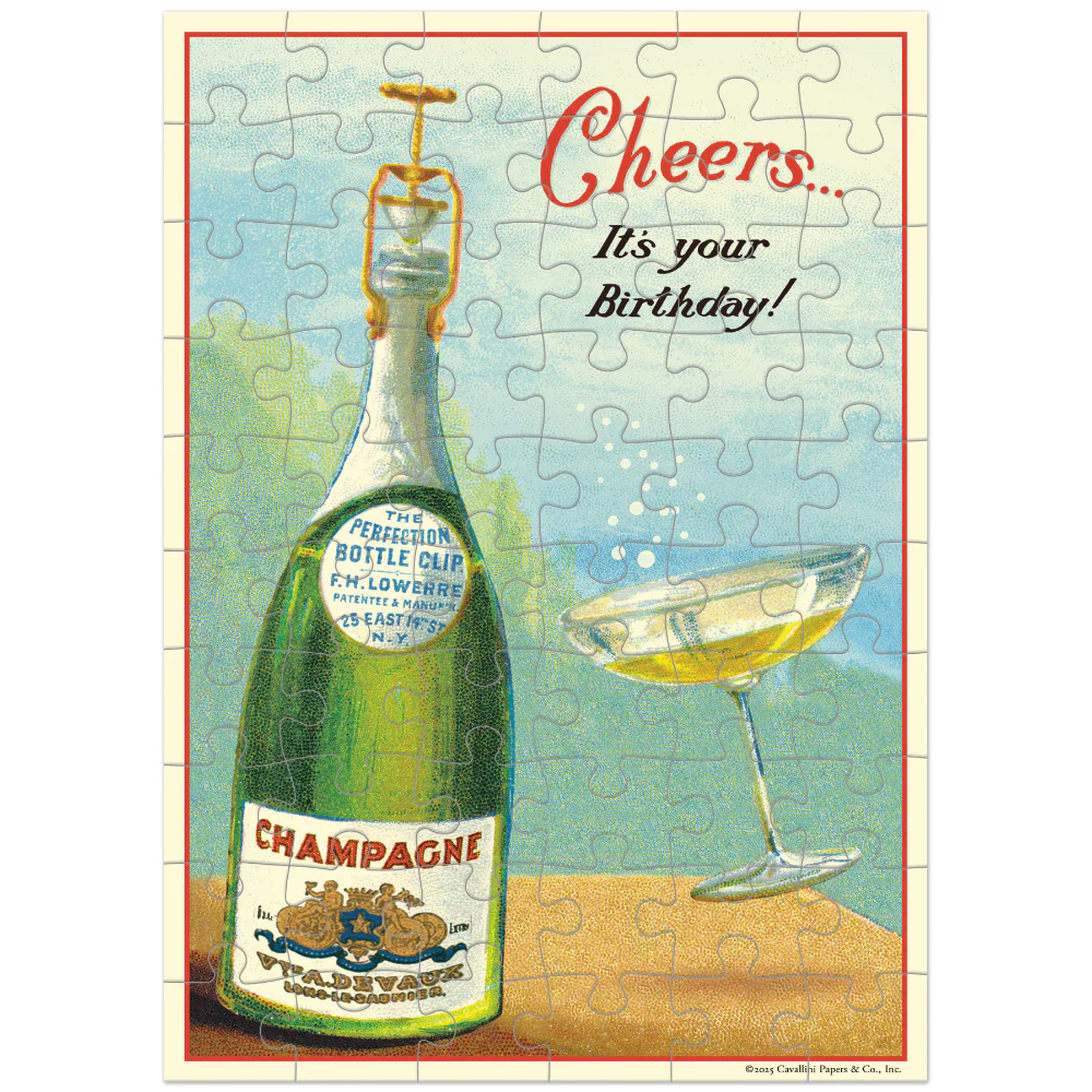 Cavallini - Puzzle Greeting Card - Happy Birthday - Champagne 60 Piece & Envelope - Image 3
