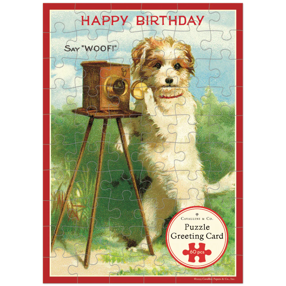 Cavallini - Puzzle Greeting Card - Happy Birthday Dog 60 Piece & Envelope
