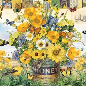 Holdson - Blossom Bliss, Honey Bee Floral - 1000 Piece Puzzle