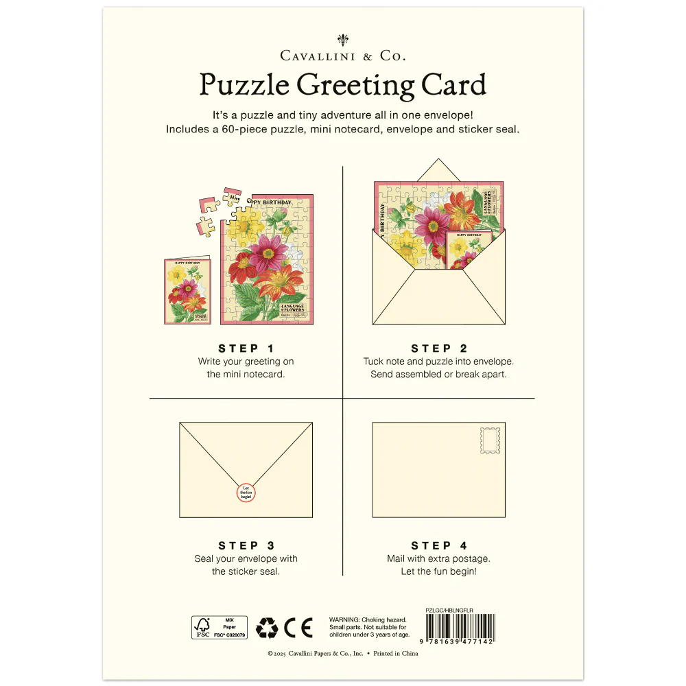 Cavallini - Puzzle Greeting Card - Happy Birthday - Champagne 60 Piece & Envelope - Image 2