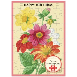 Cavallini - Puzzle Greeting Card - Happy Birthday - Language of Flowers 60 Piece & Envelope