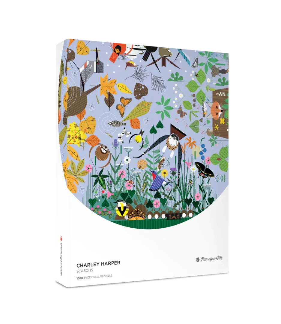 Pomegranate - Charley Harper - Seasons Circular 1000 Piece Puzzle - Image 2