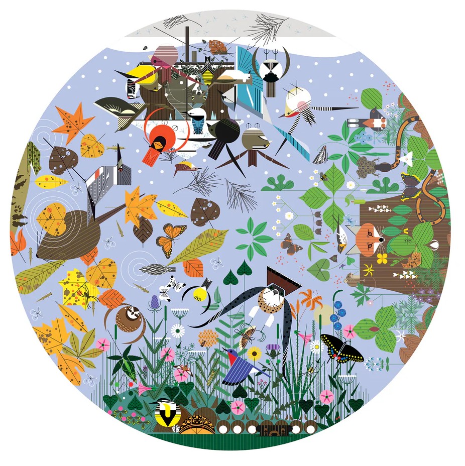 Pomegranate - Charley Harper - Seasons Circular 1000 Piece Puzzle
