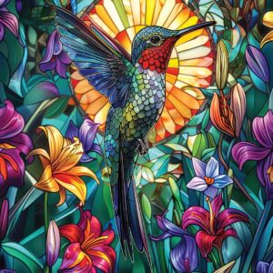 Peter Pauper Press - Stained Glass Hummingbird (Iridescent Highlights)1000 Piece Puzzle