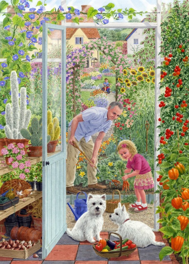 Holdson - Out the Back Door - Veggie Garden Yorkies 500XL Piece Puzzle