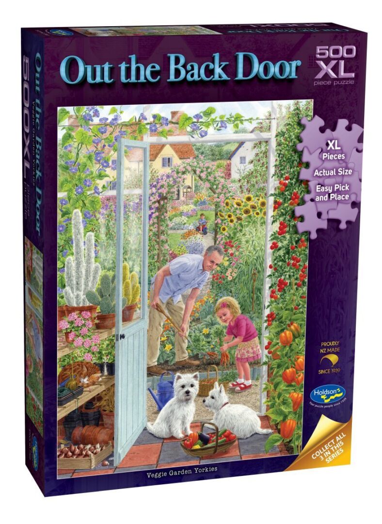 Holdson - Out the Back Door - Veggie Garden Yorkies 500XL Piece Puzzle - Image 2