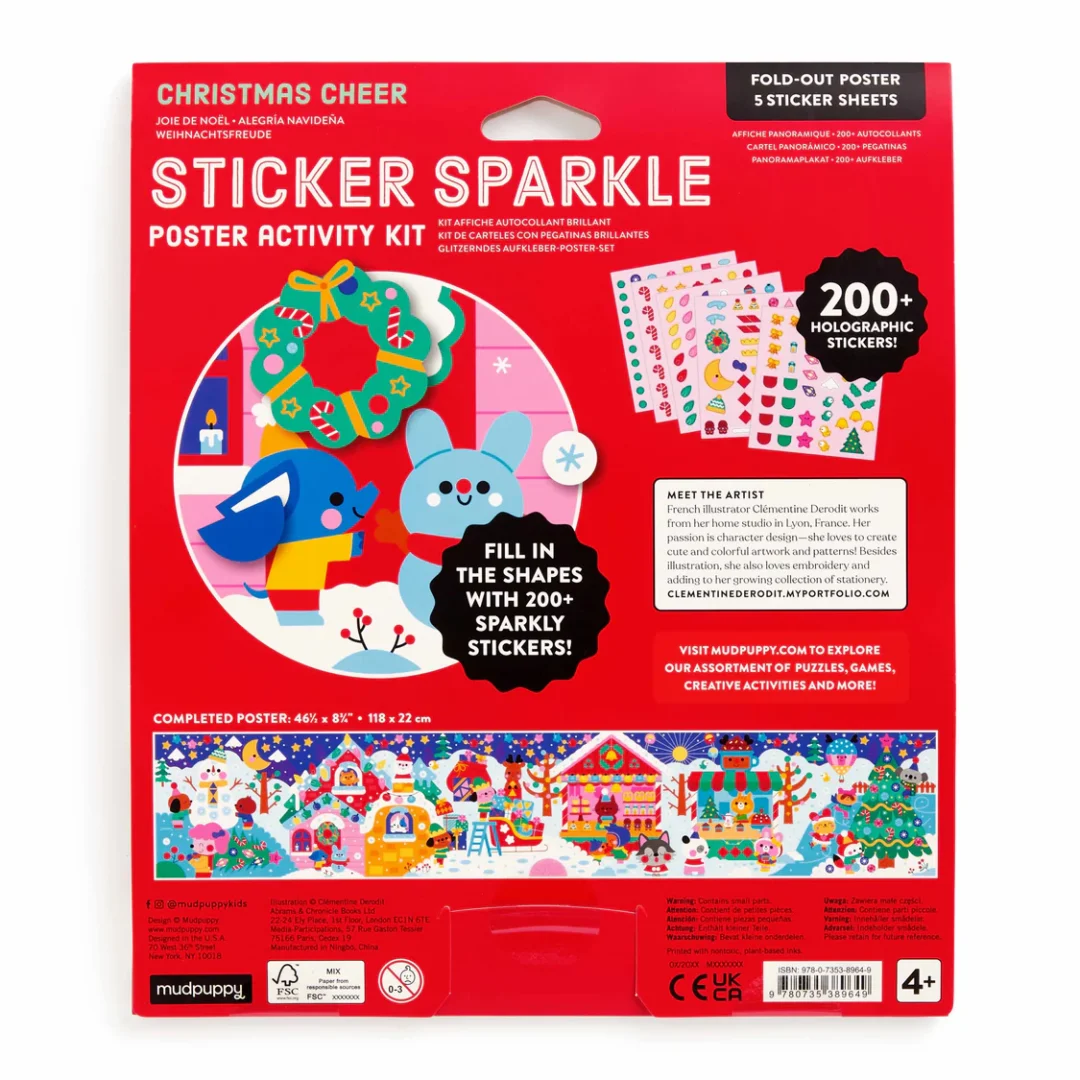 Mudpuppy - Christmas Cheer Sticker Sparkle Poster Activity Kit - Image 2