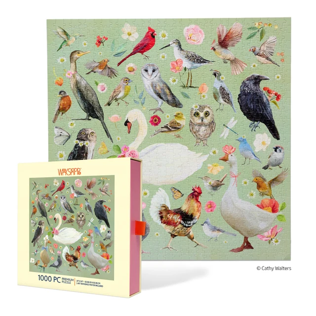 WerkShoppe - Beautiful Birds 1000 Piece Puzzle - Slip Box